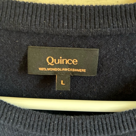 Quince Cashmere Navy Crew Neck Sweater - Picture 2 of 4